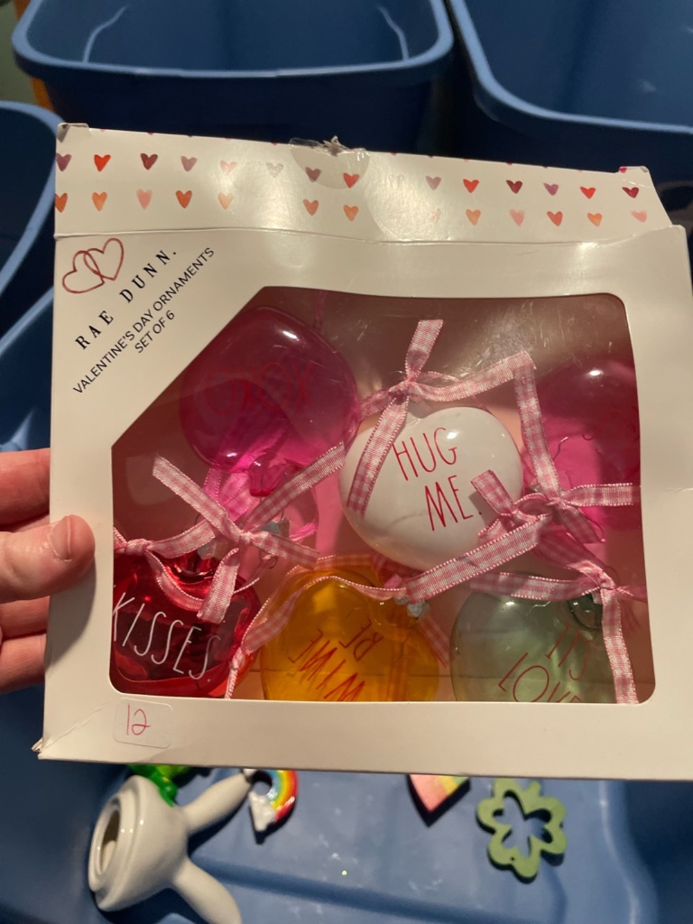 *Rae Dunn Valentine Ornament Set - Pink, Red, Yellow, Cream, Green